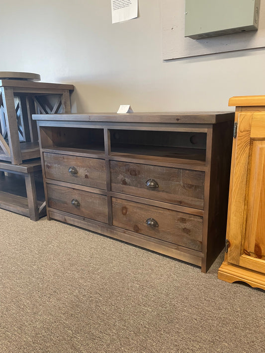 R113P Rustic Pine 4 Drawer Entertainment Center in Ash Finish C-441
