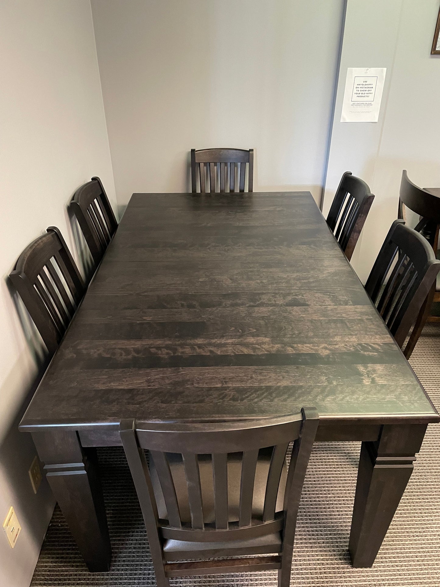 Smooth Birch 5/4 449B Harvest Table & 6 Scholar Chairs in Midnight Finish S-486