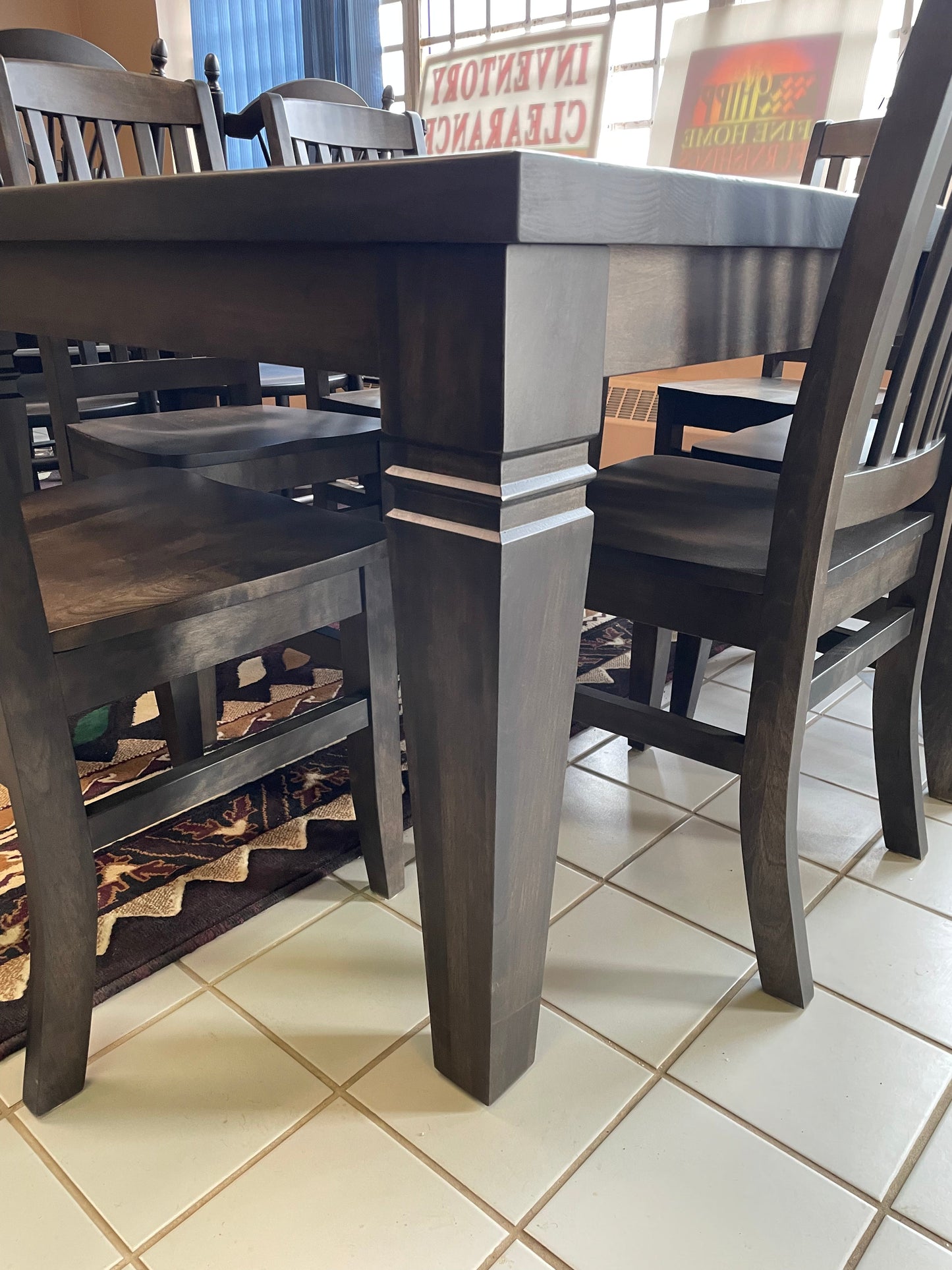 Rustic Pine R431P Harvest Table and 6 Scholar Chairs in Ebony Finish S-545