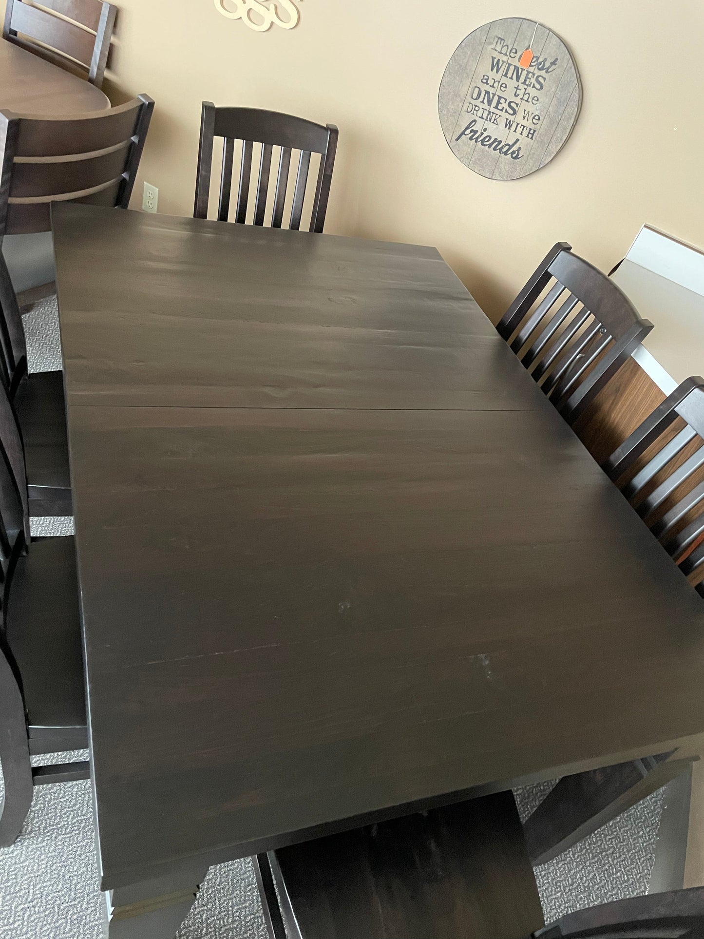 Rustic Pine R431P Harvest Table & 6 Birch Scholar Chairs in Midnight Finish S-593
