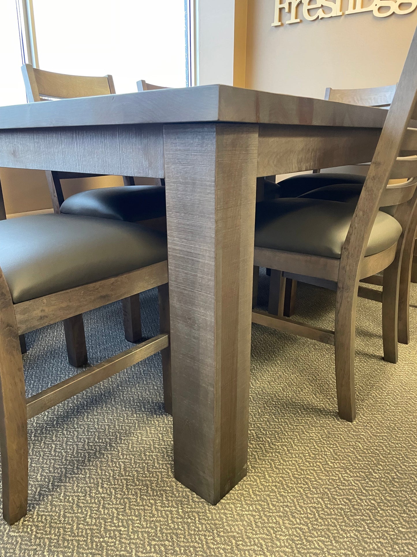 Rustic Pine R449P Harvest Table & 6 624B Smooth Chairs Ash Finish S-595