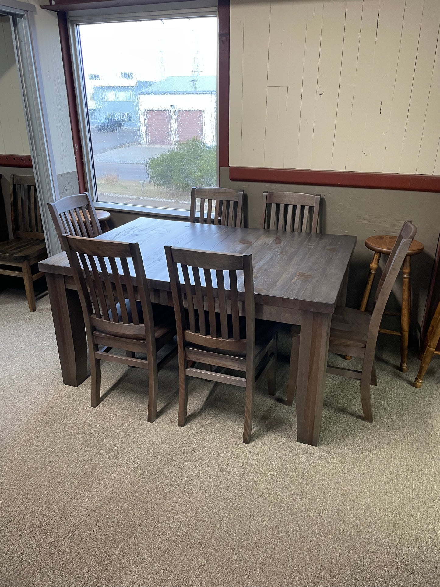 Rustic Pine R431P Harvest Table & 6 Scholar Chairs in Ash Finish S-596