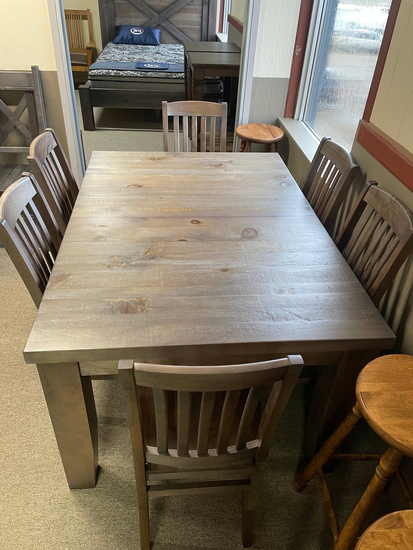 Rustic Pine R431P Harvest Table & 6 Scholar Chairs in Ash Finish S-596