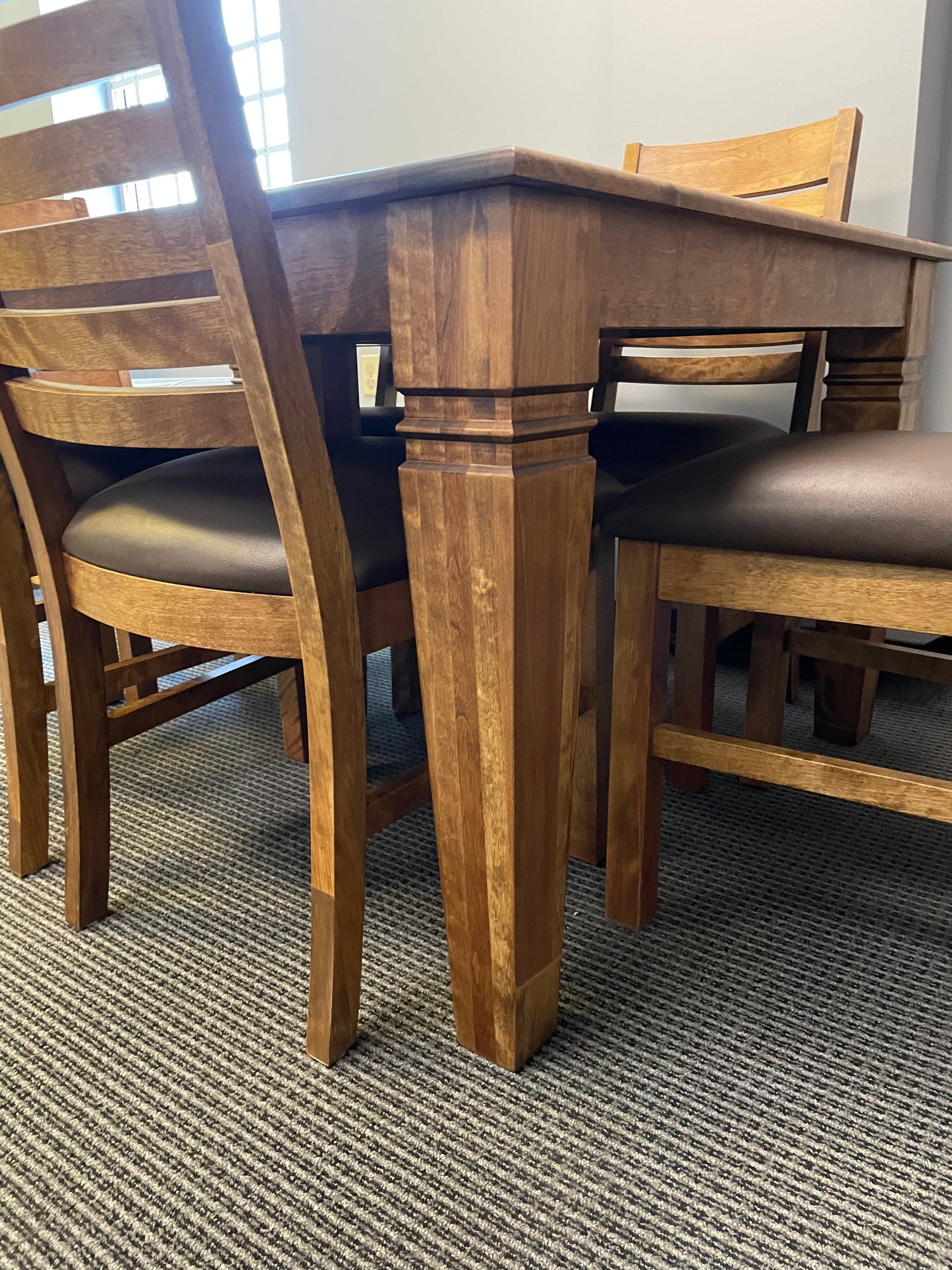 Smooth Birch D431B Harvest Table & 6 624B Chairs in Black Walnut Finish S-617