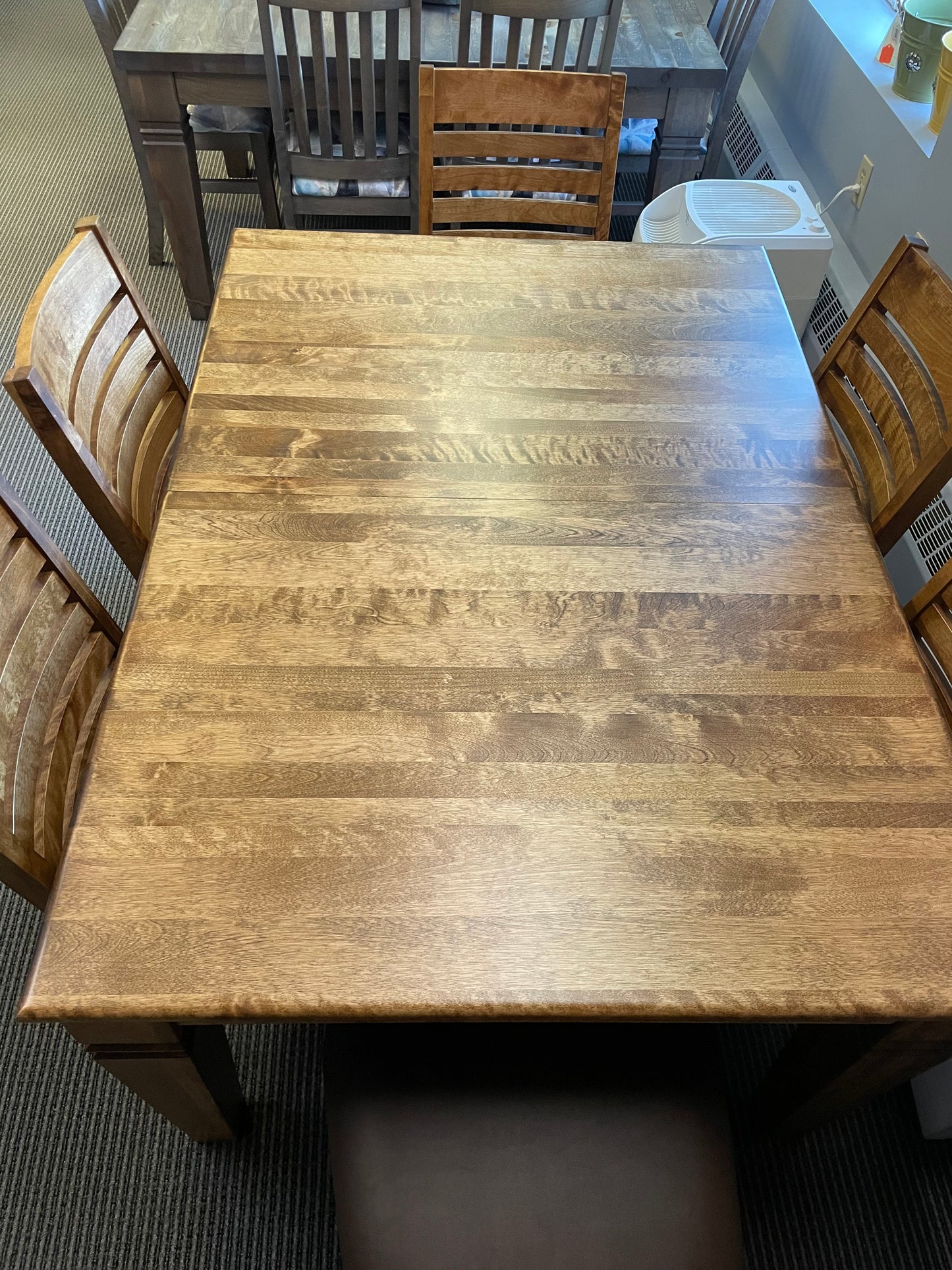 Smooth Birch D431B Harvest Table & 6 624B Chairs in Black Walnut Finish S-617
