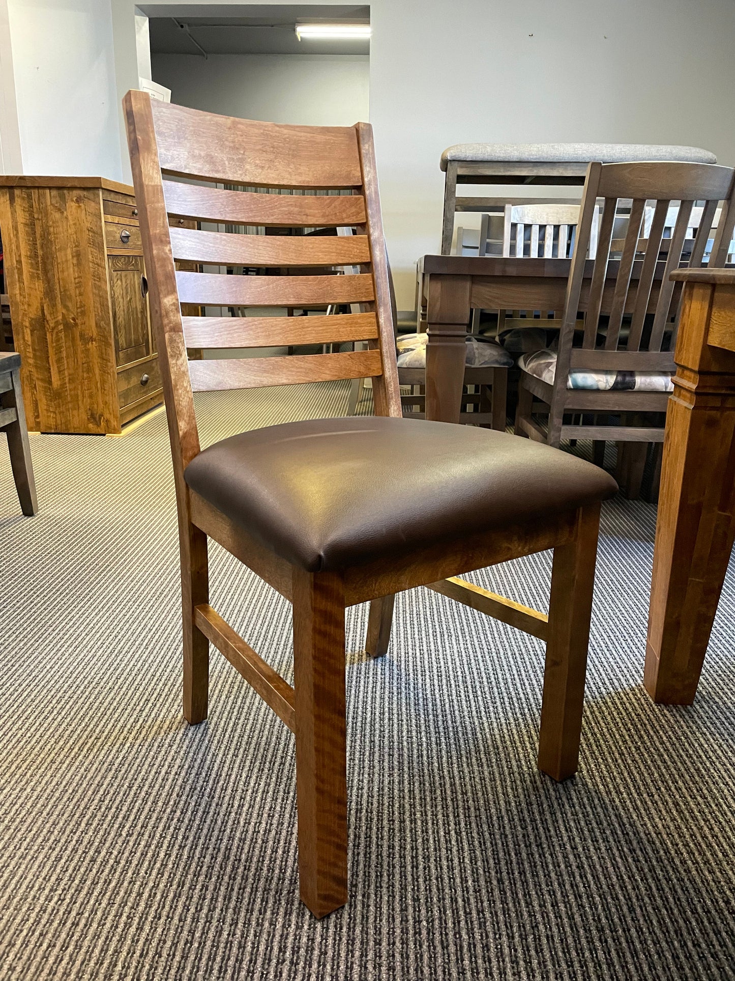 Smooth Birch D431B Harvest Table & 6 624B Chairs in Black Walnut Finish S-617