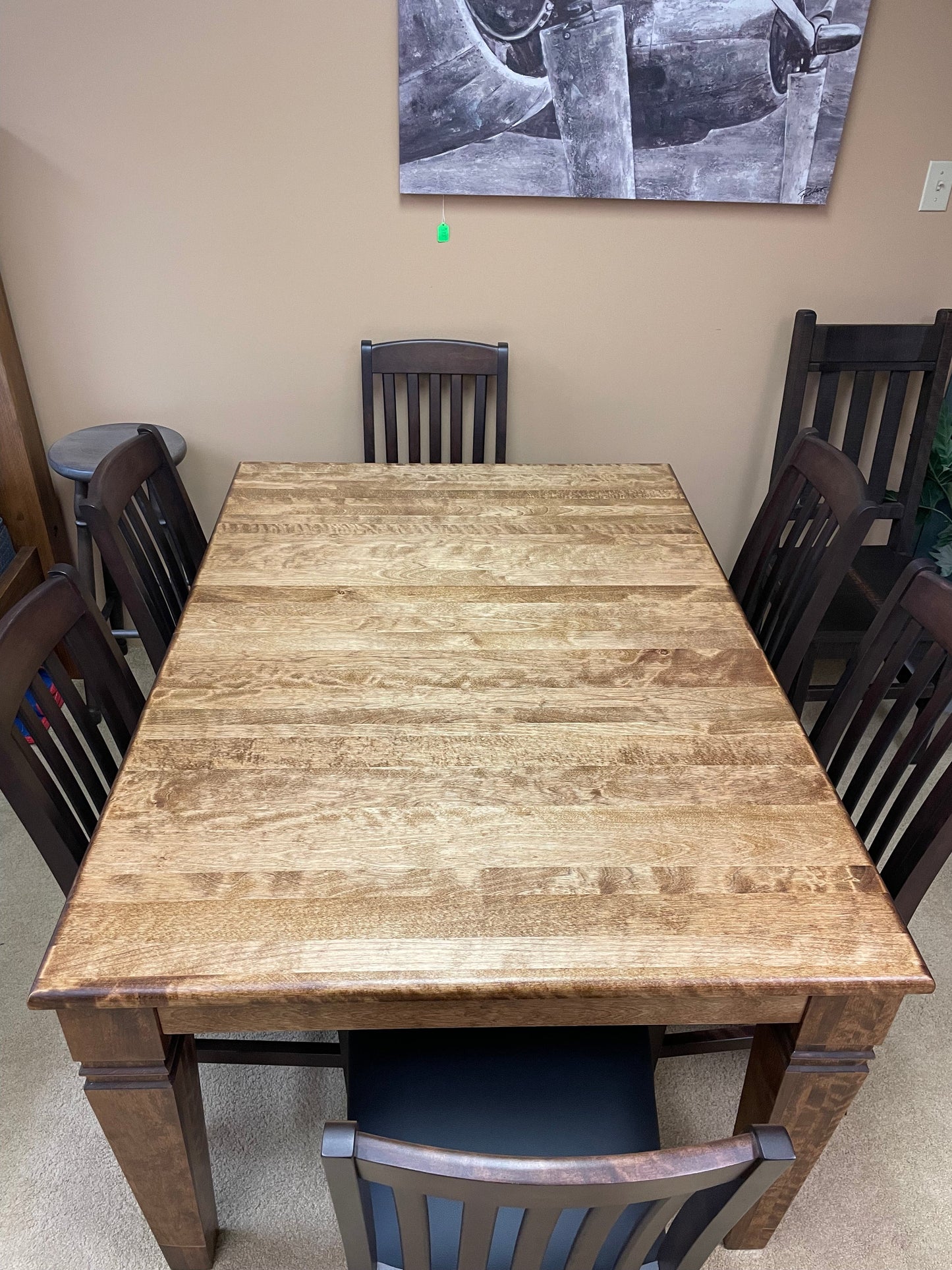 Smooth Birch D431B Harvest Table 5/4 in Black Walnut Finish  & 6 761B Chairs in Scotch Finish S-700