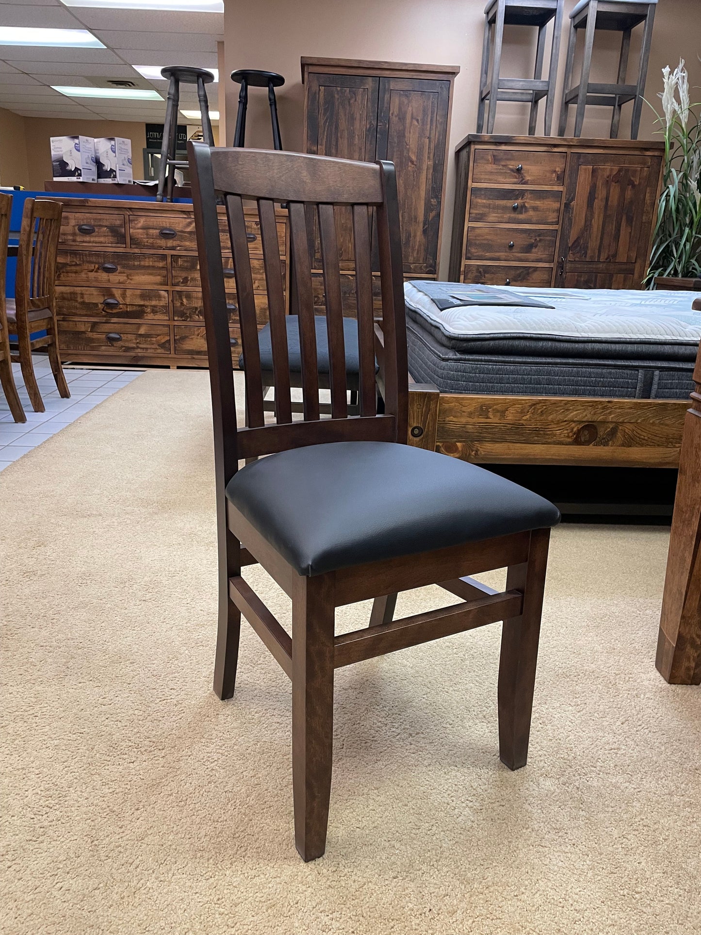 Smooth Birch D431B Harvest Table 5/4 in Black Walnut Finish  & 6 761B Chairs in Scotch Finish S-700