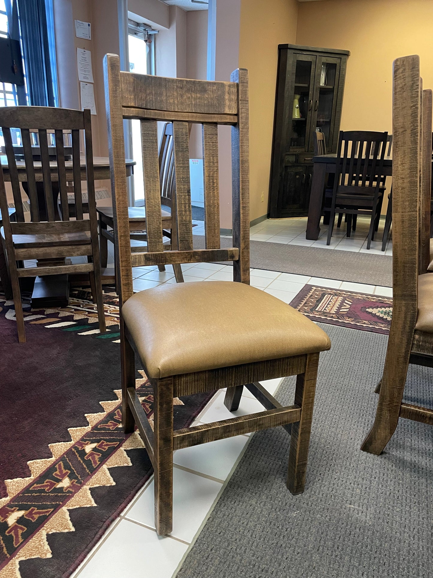 Rustic Pine R455P Monster Table in Ebony Finish & 2 Rustic Ladder Back Chairs & 6 Rustic Slat Back Chairs in Rome Finish S-720