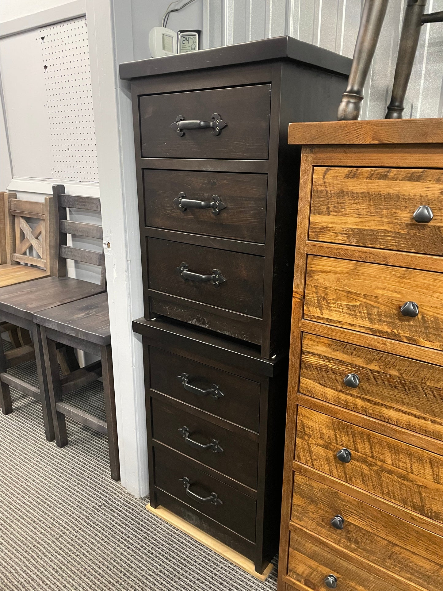 R163P Rustic Pine 3 Drawer Nightstand in Guinness Finish S-747