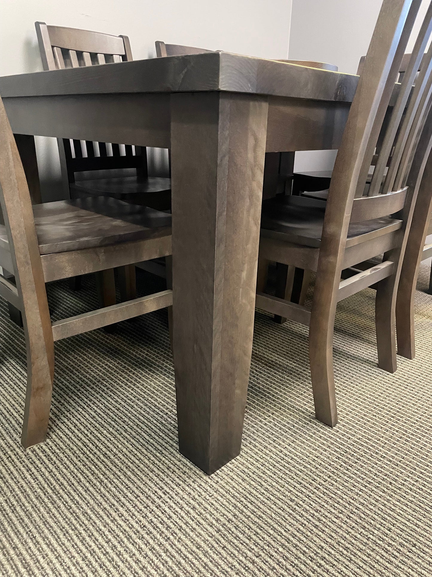 Rustic Pine R431P Harvest Table & 6 Birch Scholar Chairs in Smoke Finish S-709