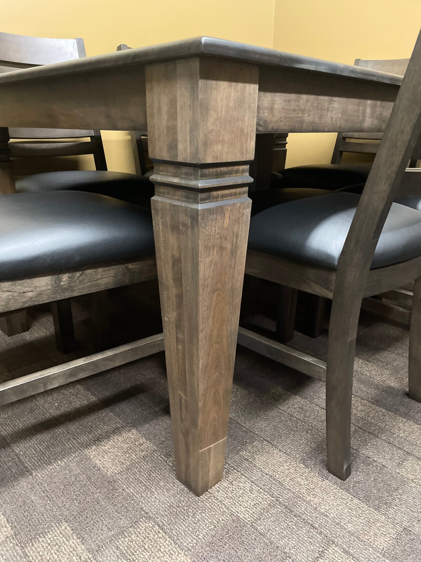 Smooth Birch D431B Harvest Table & 6 624B Chairs in Ebony Finish S-706