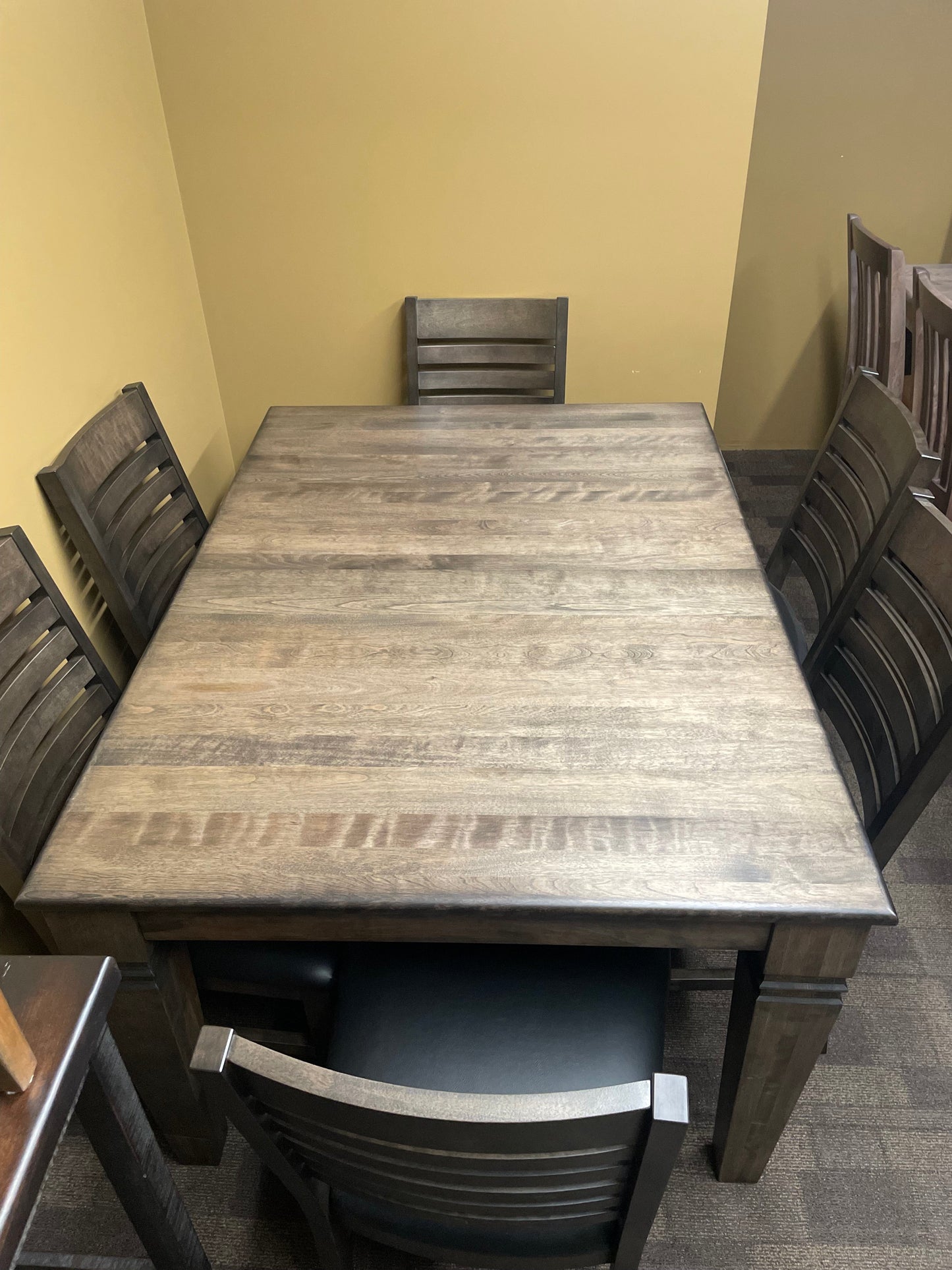 Smooth Birch D431B Harvest Table & 6 624B Chairs in Ebony Finish S-706