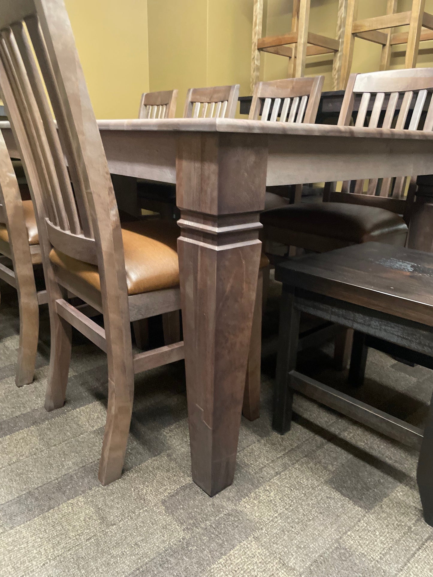 Smooth Birch D431B Harvest Table & 8 761B Chairs in Ash Finish & 2 R752B Chairs in Guinness Finish S-713