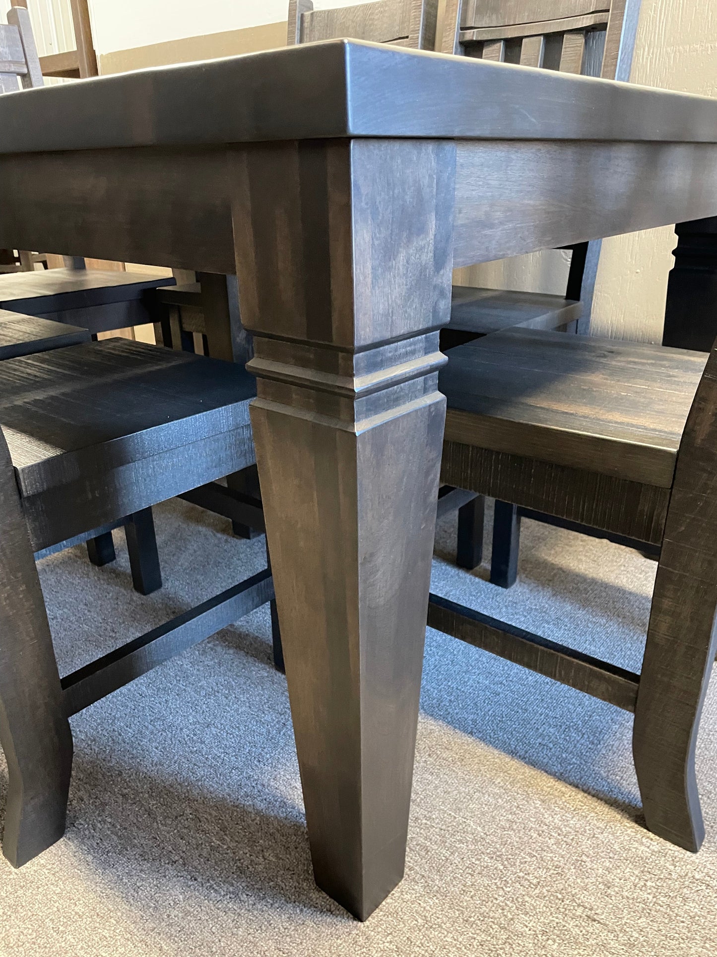 Rustic Pine R431P Harvest Table & 4 R750B Chairs & 2 R751B Chairs in Ebony Finish S-712