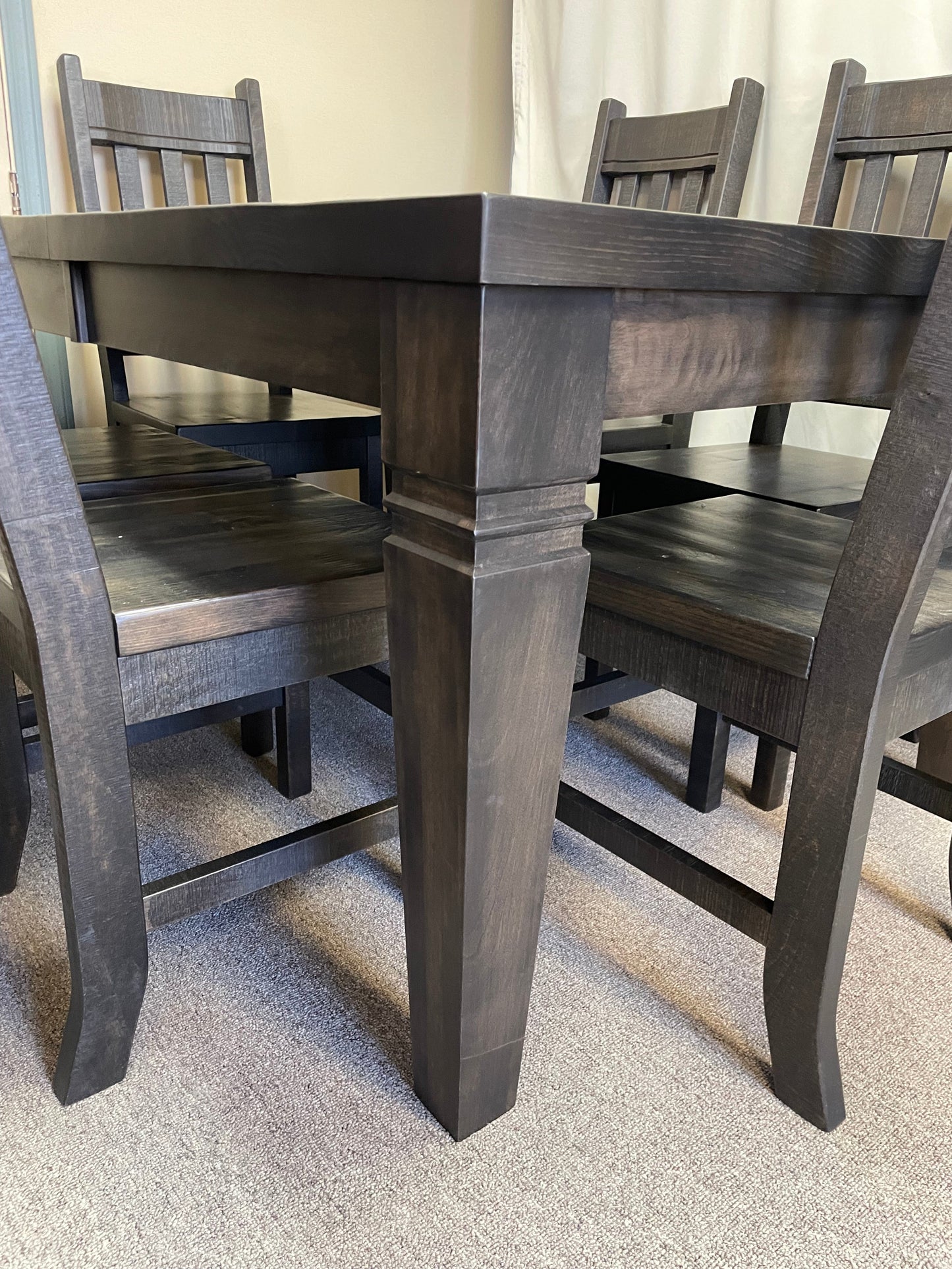 Rustic Pine R431P Harvest Table & 6 R750B Chairs in Ebony Finish S-711