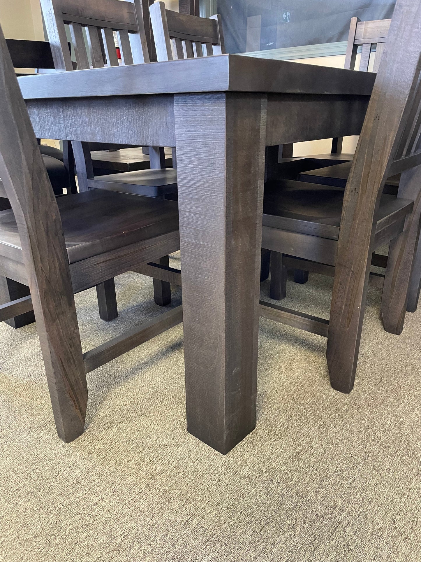 Rustic Pine R449P Harvest Table & 6 Yukon Chairs Smoke Finish S-715